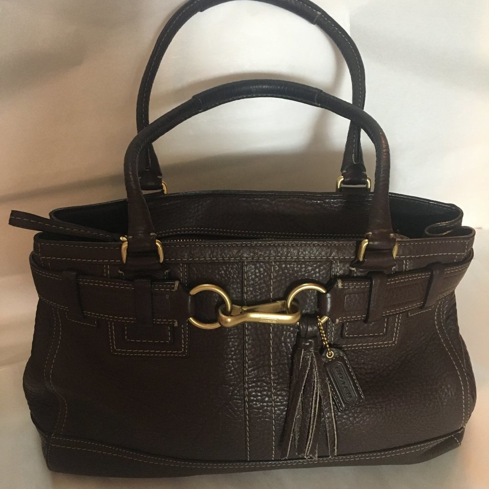 COACH Hampton 10213 Brown Pebble Leather Carry-all Shoulder Tote